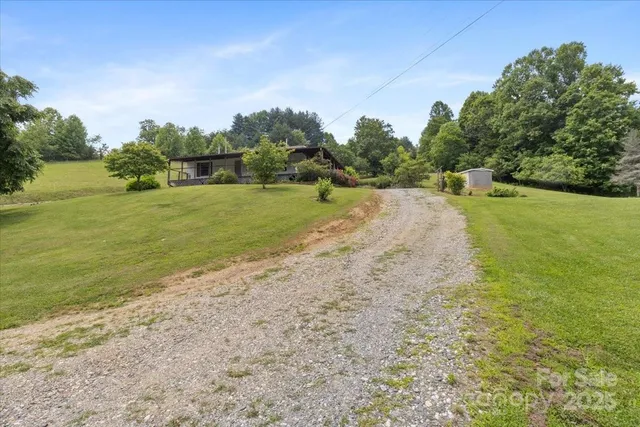 a view of a field with an trees