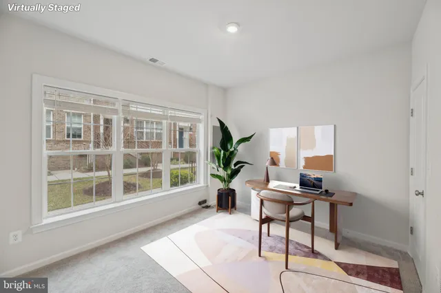 an empty room with a large window