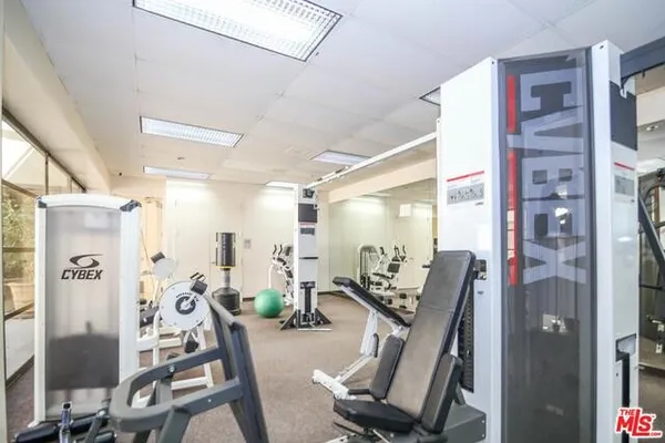 a view of a room with gym equipment