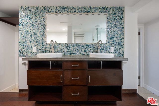 a view of a room with a bench