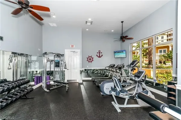 a view of a room with gym equipment