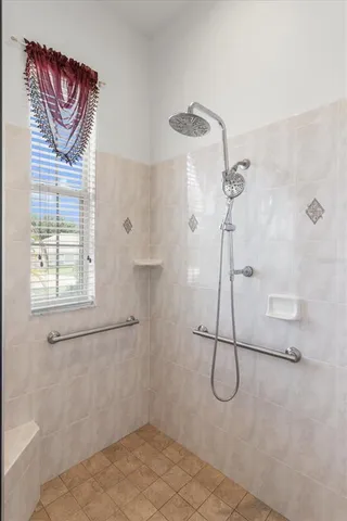 a bathroom with a bathtub