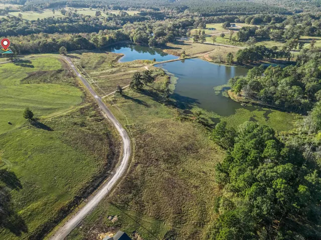 a view of a lake with a houses