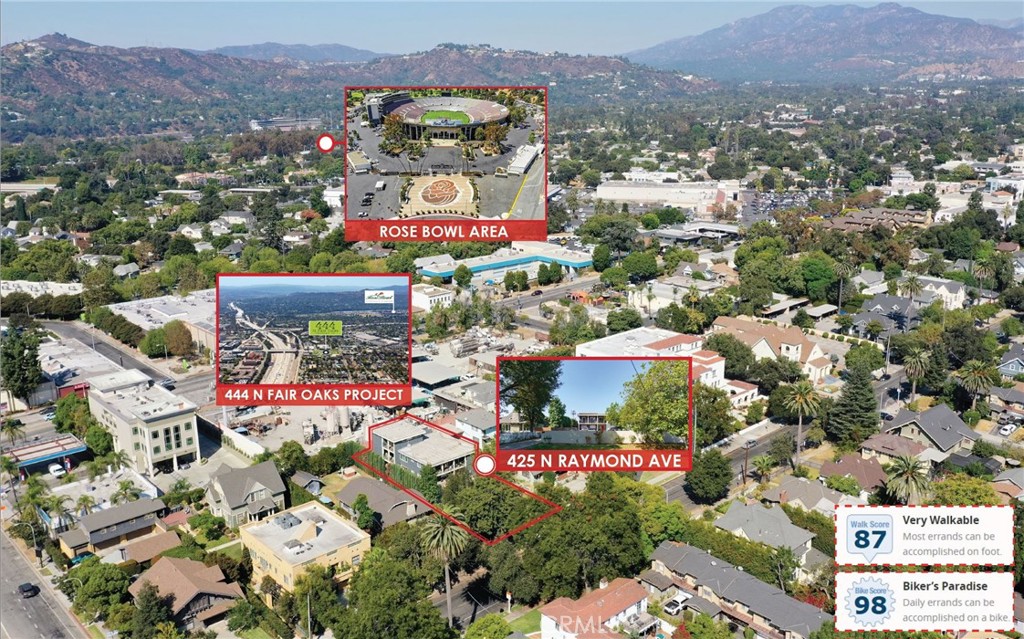 425 North Raymond Avenue Pasadena, CA 91103 - Photo 5 of 38 an aerial view of residential houses and city street