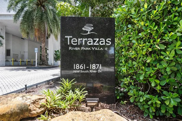 a outdoor space with sign board