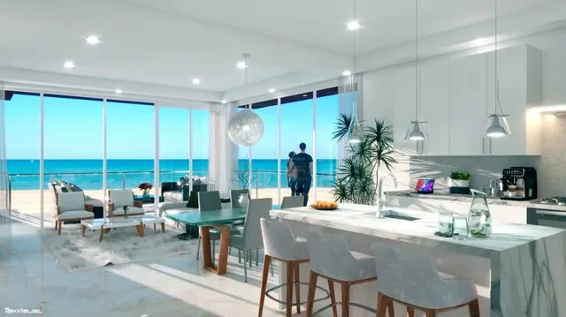 a kitchen with dining table and chairs