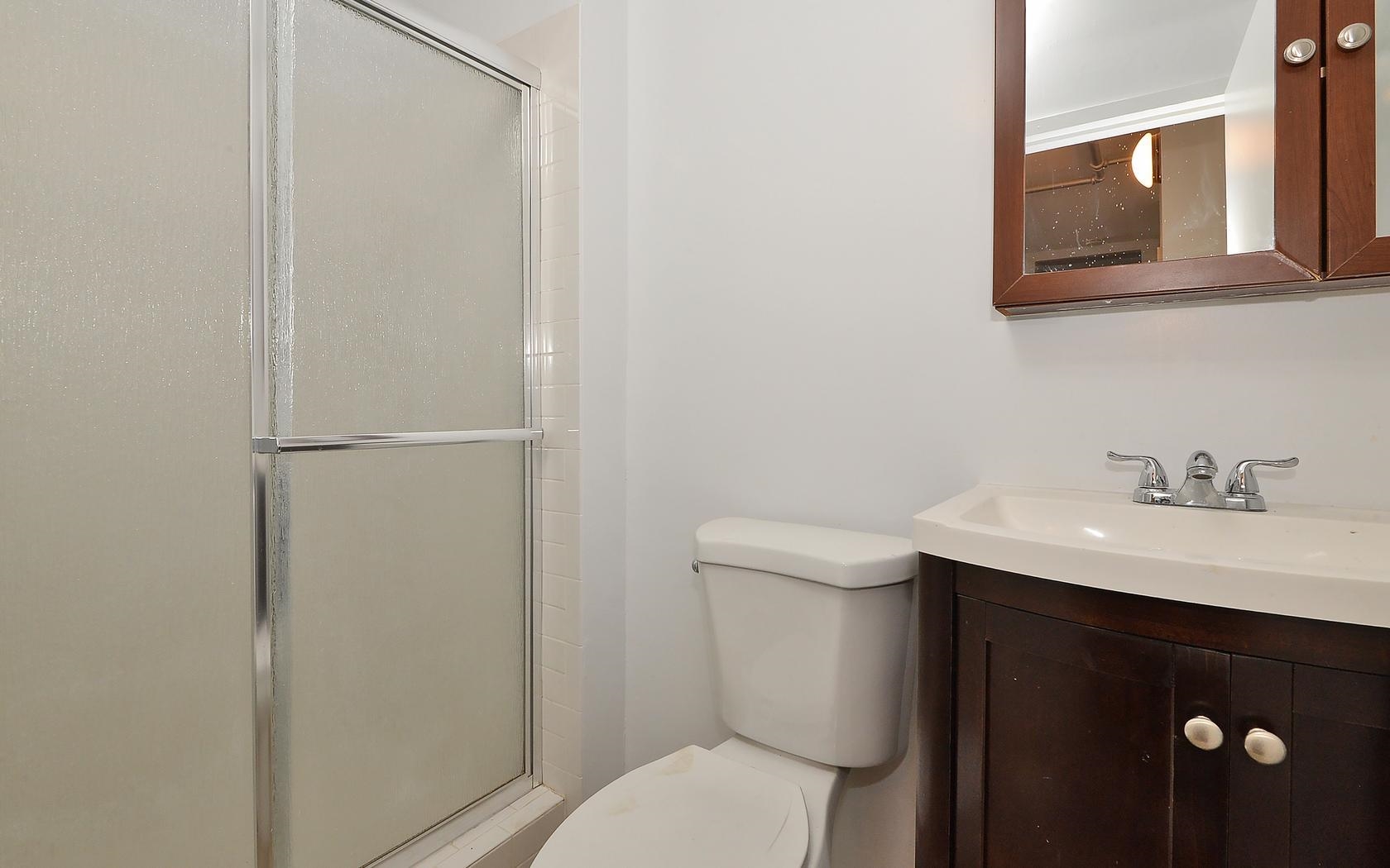 235 Monroe Street, Unit 9 Hoboken, NJ 07030 - Photo 5 of 15 a bathroom with a sink a toilet and mirror