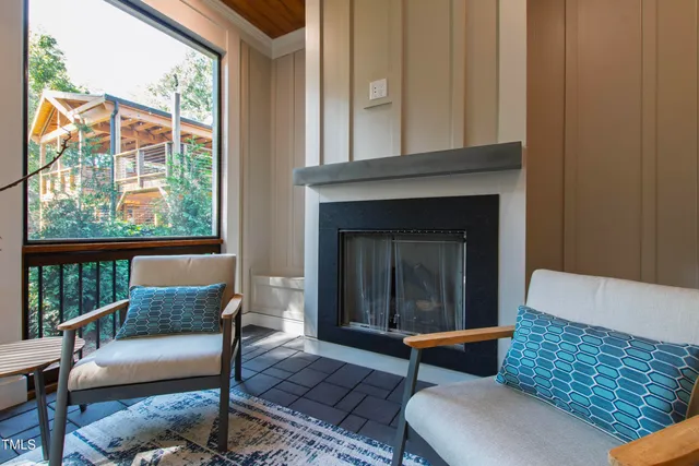 a bathroom with a shower and toilet