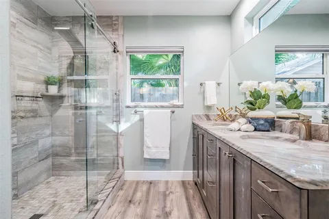 a bathroom with a shower