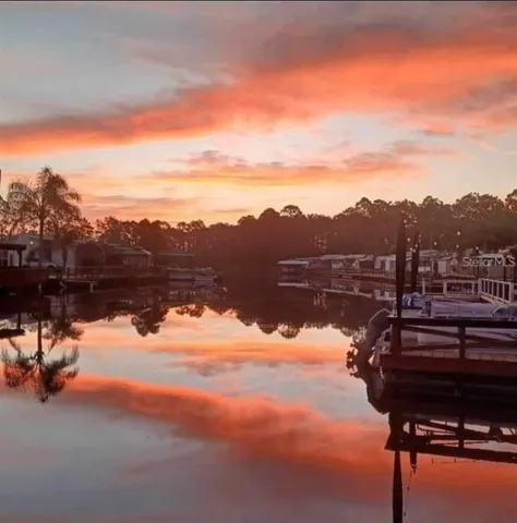a view of a lake in middle of the town