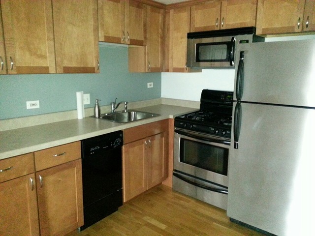 1000 South Lorraine Road, Unit 410 Wheaton, IL 60189 - Photo 6 of 12 a kitchen with a sink and a refrigerator