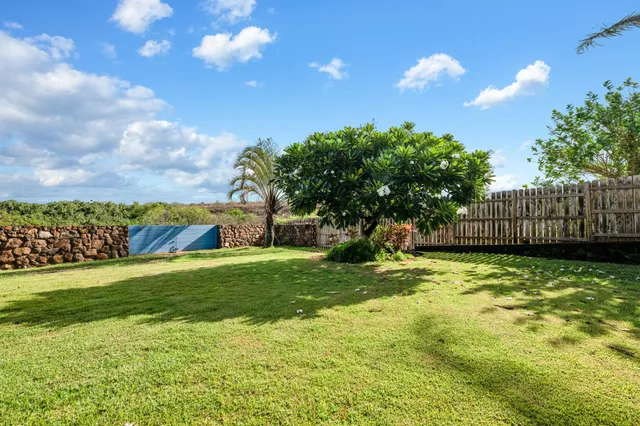 a backyard of a house with a garden and entertaining space