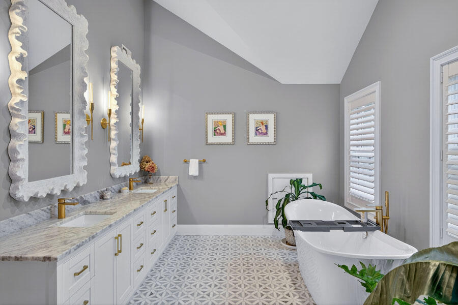 280 Ice Valley Road Osterville, MA 02655 - Photo 38 of 45 a bathroom with a granite countertop sink and a mirror