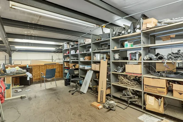 a view of a room with racks