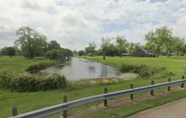 a view of a lake from a yard