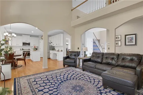 a living room with furniture