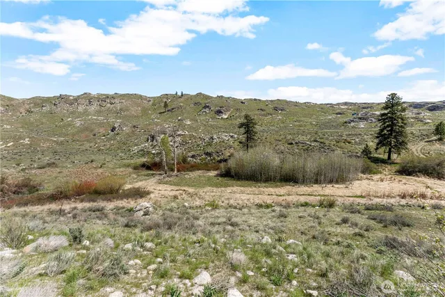 a view of a road with mountains in the background
