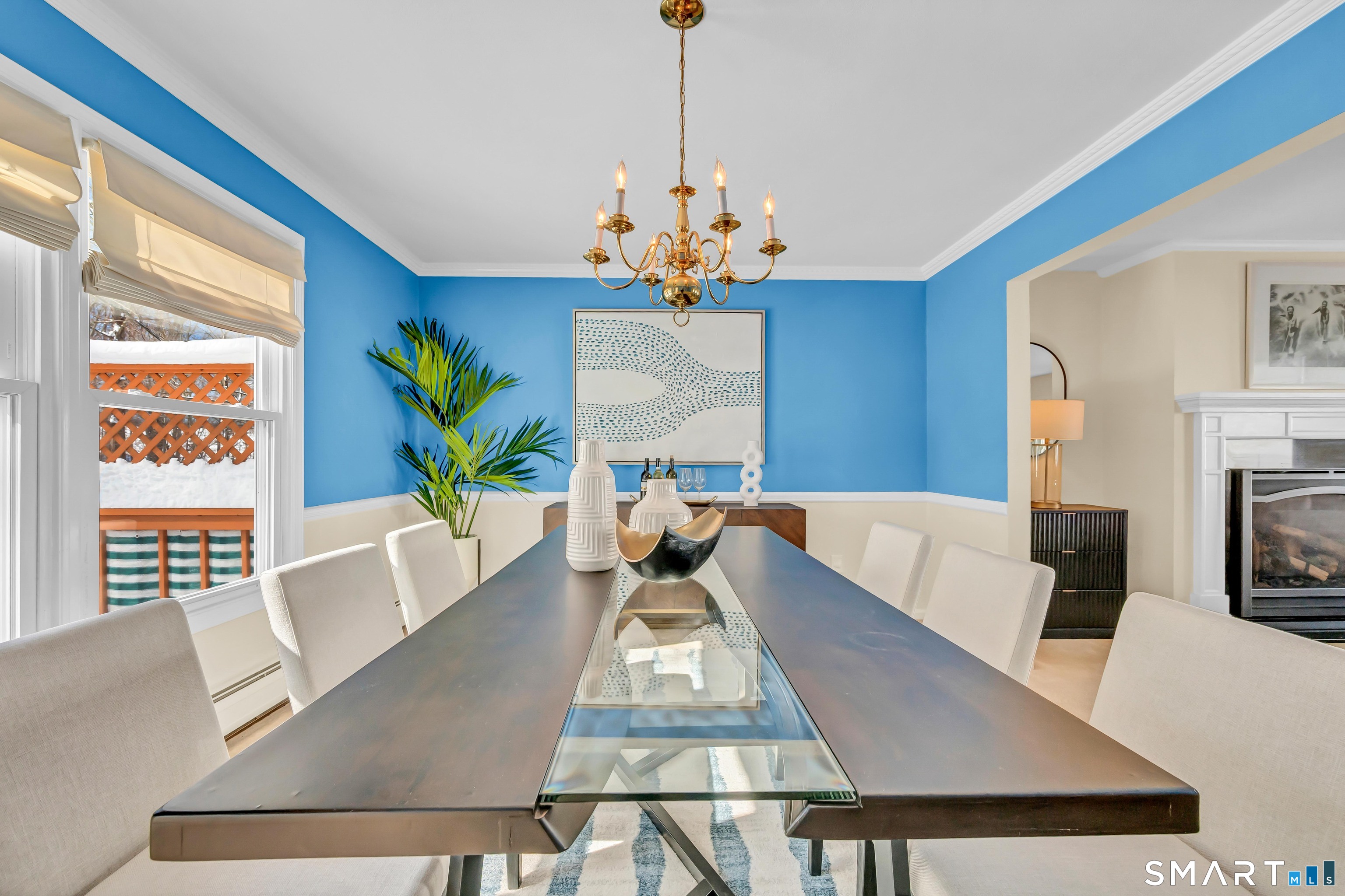 40 Middle River Road Danbury, CT 06811 - Photo 35 of 40 a living room with furniture chandelier and a fireplace
