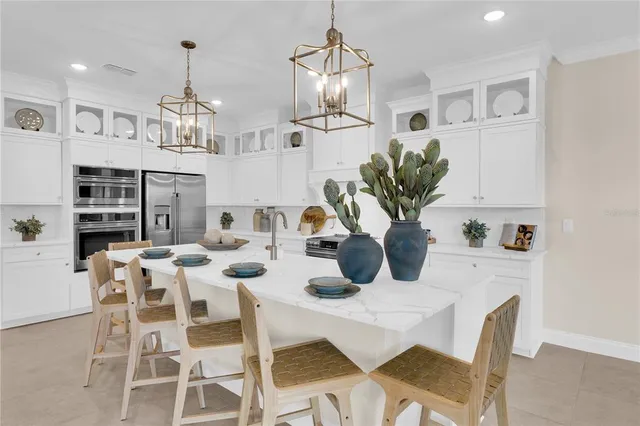 a table and chairs in a room