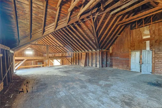 an aerial view of a house with garden