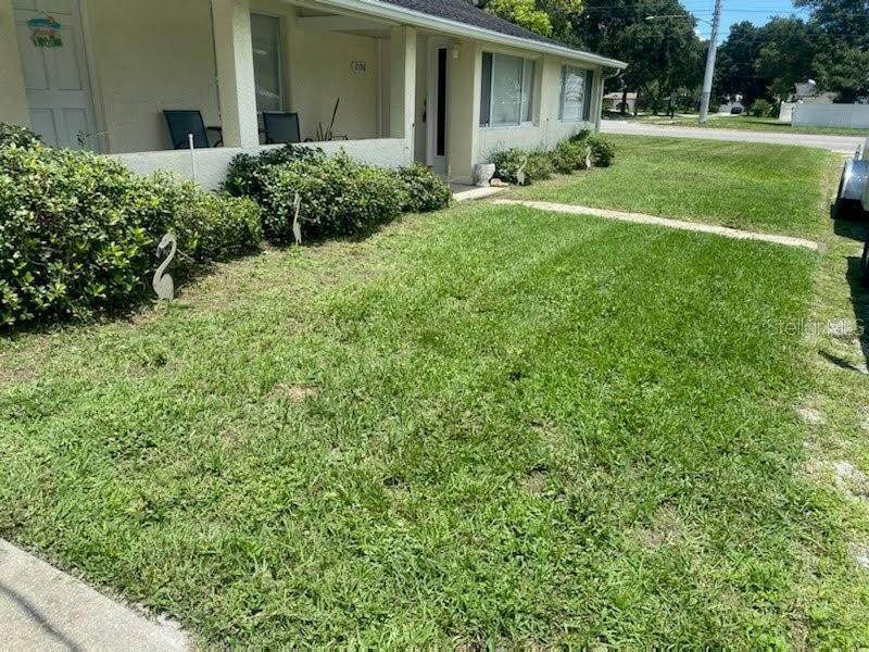 2196 Bell Cheer Drive Clearwater, FL 33764 - Photo 46 of 55 a view of backyard of house with outdoor seating and green space