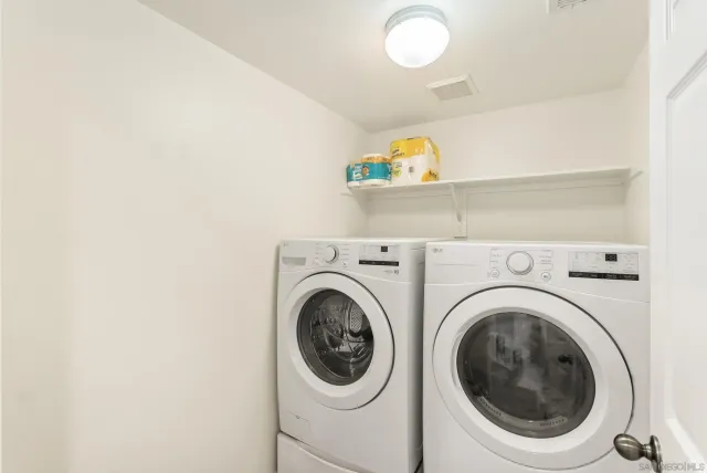 a view of a room with racks on the wall