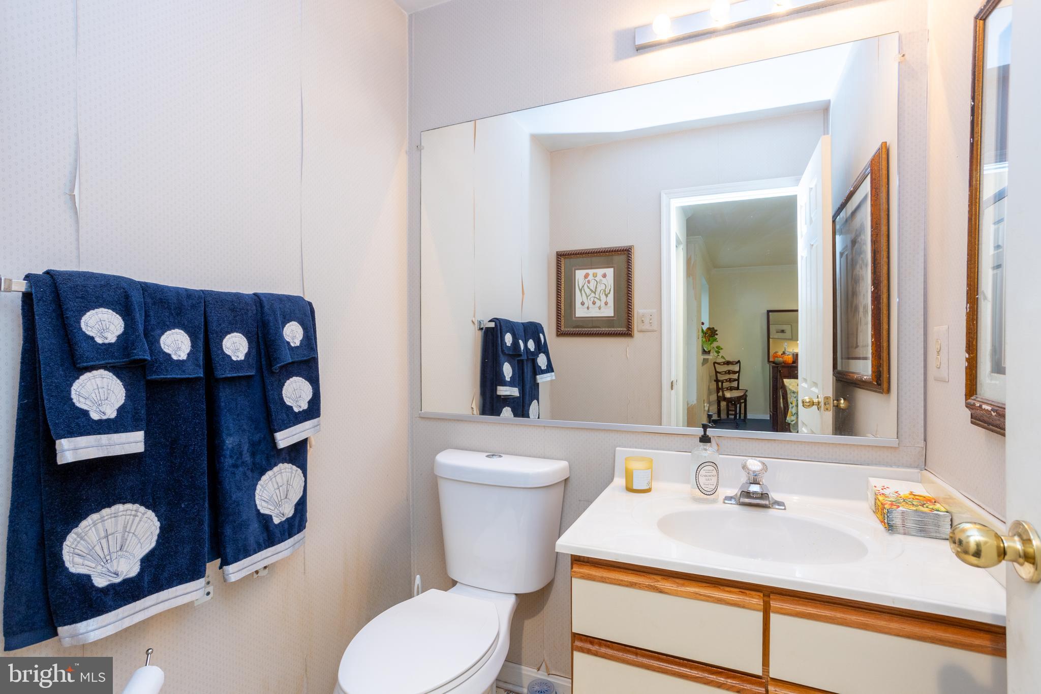 5065 Columbia Road, Unit 18 11 Columbia, MD 21044 - Photo 17 of 51 a bathroom with a toilet sink vanity and mirror