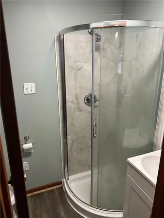 a bathroom with a shower
