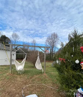 a view of a park with slide