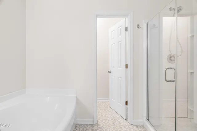 a bathroom with a bathtub