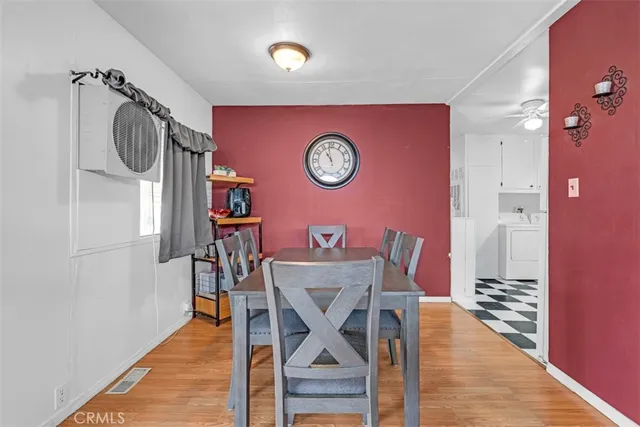 a view of a dining area with furniture