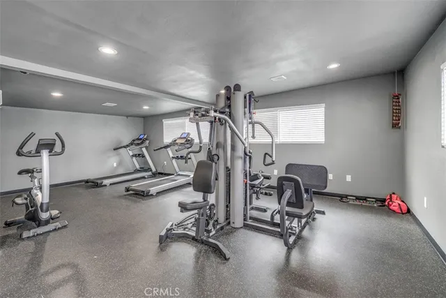 a view of a room with gym equipment