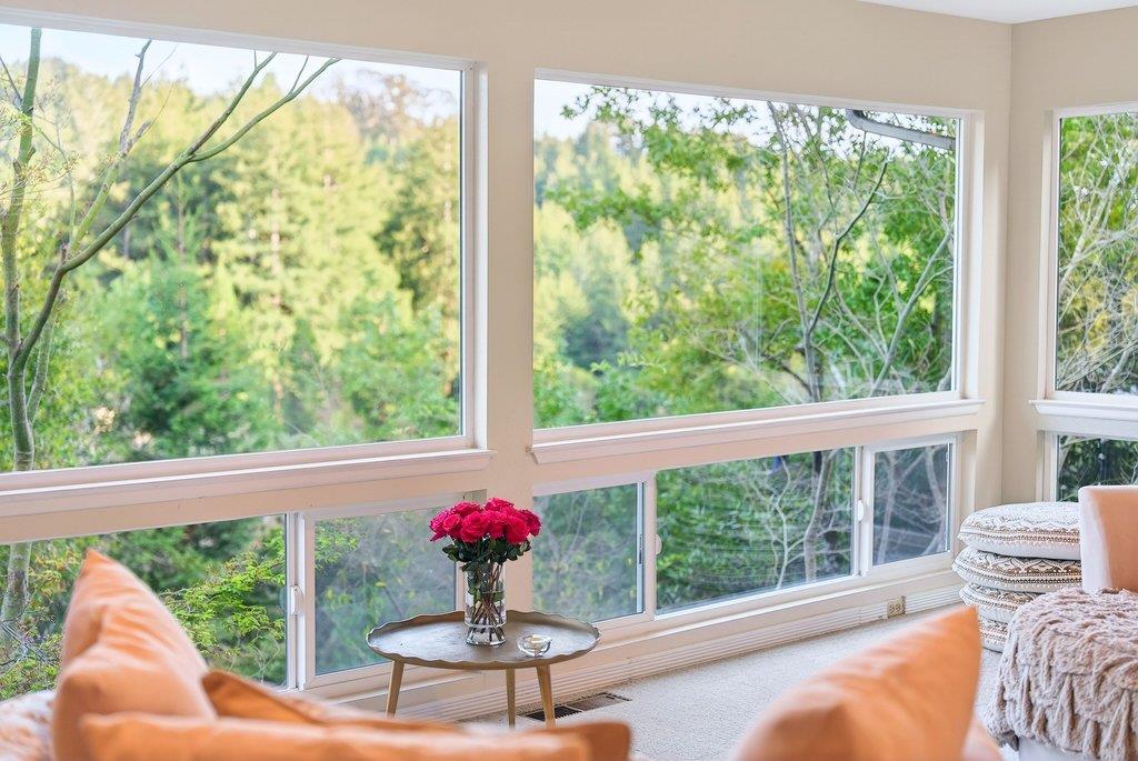 2907 Granite Creek Road Scotts Valley, CA 95066 - Photo 13 of 68 a view of a room that has a bed and a large window with yard