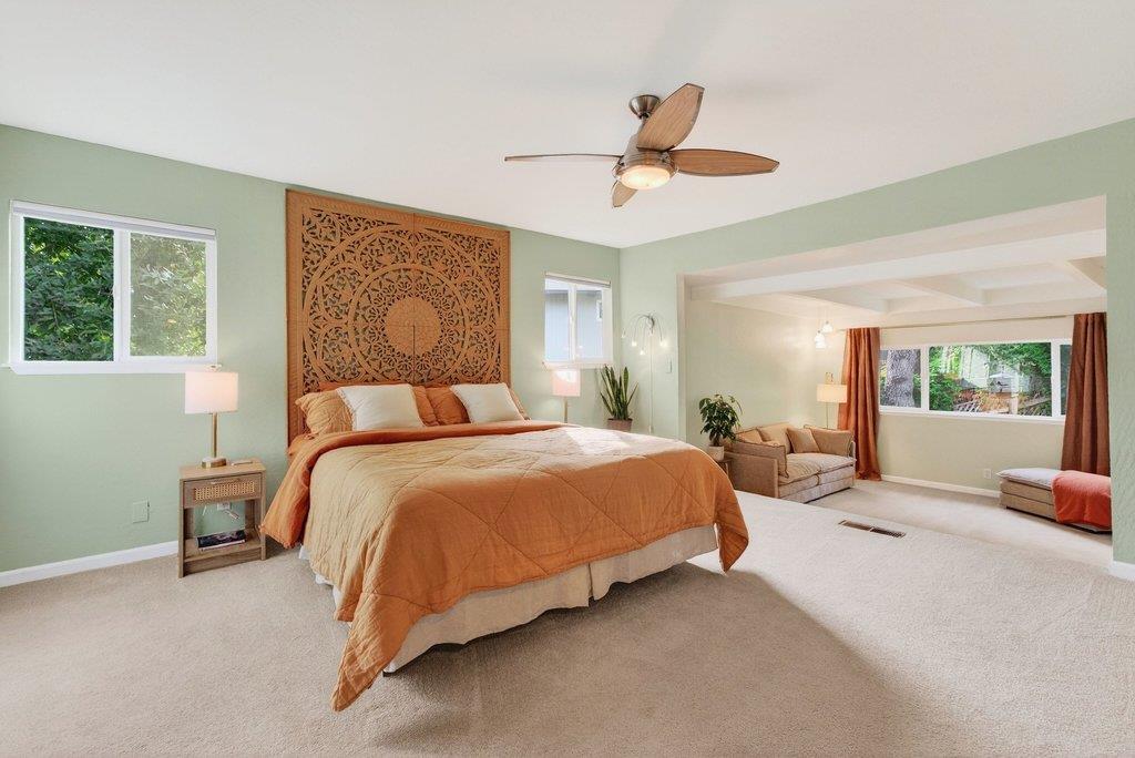 2907 Granite Creek Road Scotts Valley, CA 95066 - Photo 21 of 68 a bedroom with a large bed and a window