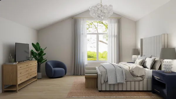 a bedroom with a bed and a view of balcony