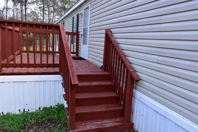 a view of wooden balcony