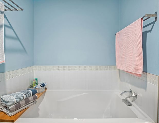 a bathroom with a bathtub