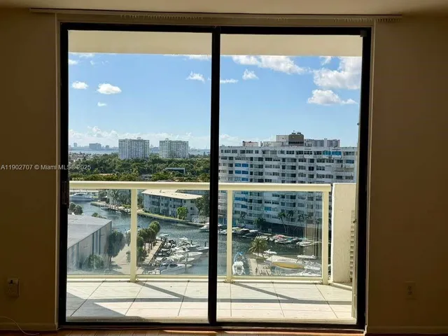 a view of a glass building from a window