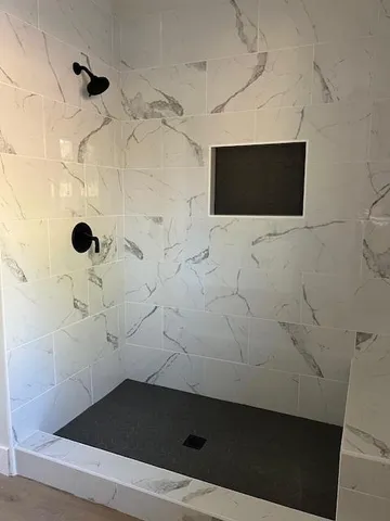 a bathroom with a shower