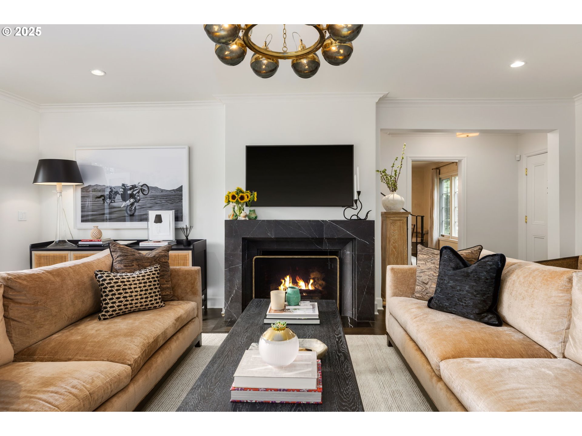 604 Northwest MacLeay Boulevard Portland, OR 97210 - Photo 4 of 46 a living room with furniture and a fireplace