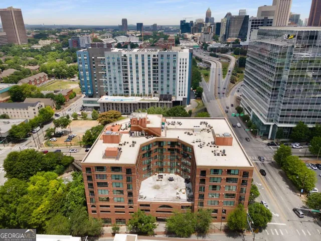 a view of a city with tall buildings