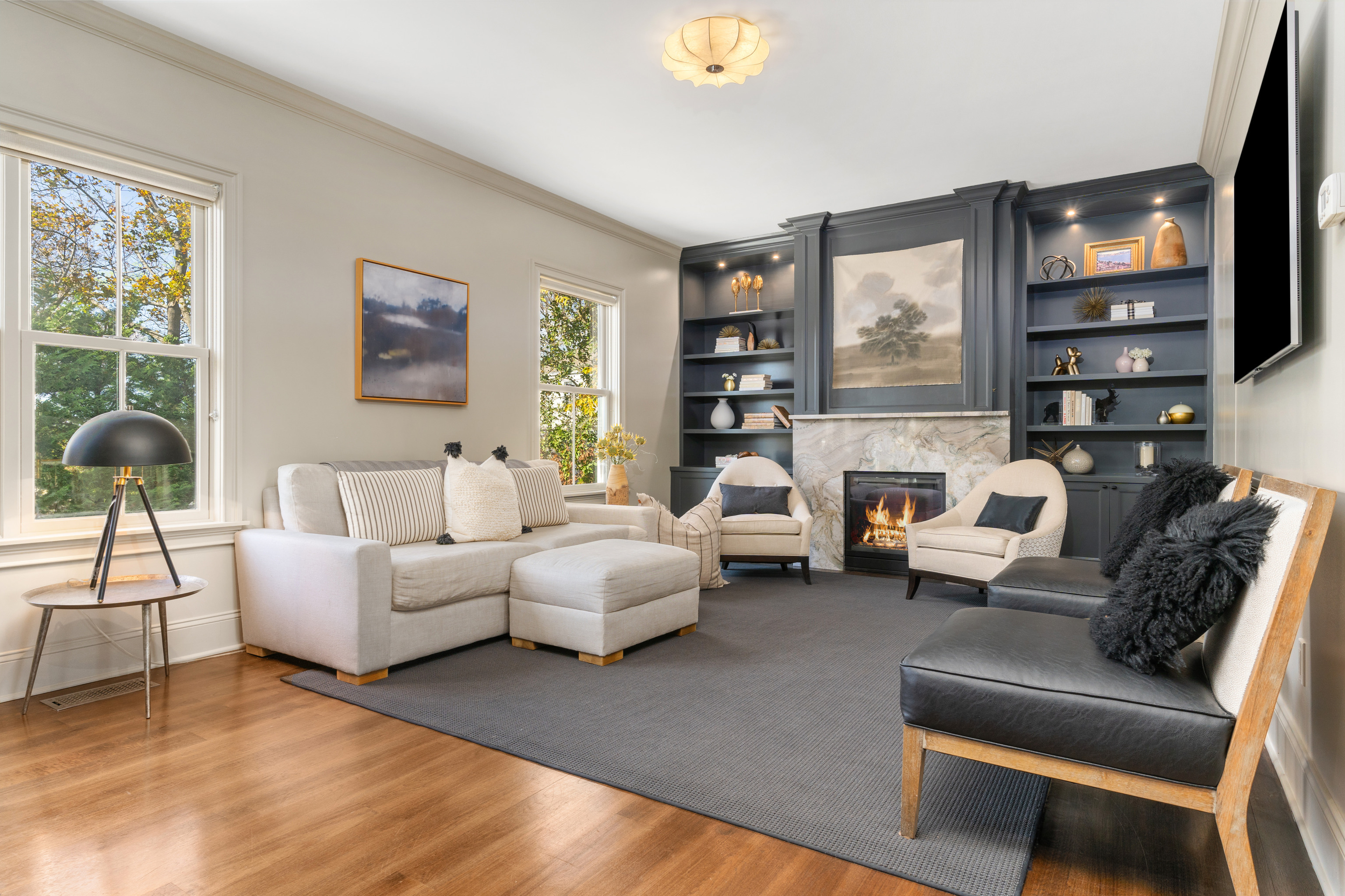 75 Saddle Rock Road Stamford, CT 06902 - Photo 10 of 40 a living room with furniture and a flat screen tv