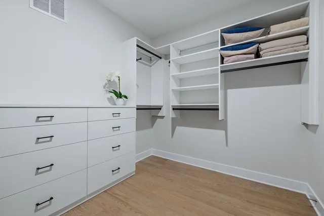 a view of an empty walk in closet