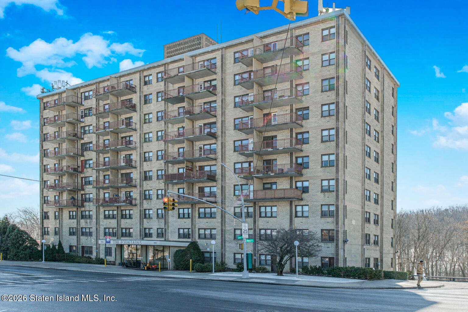 a front view of a building