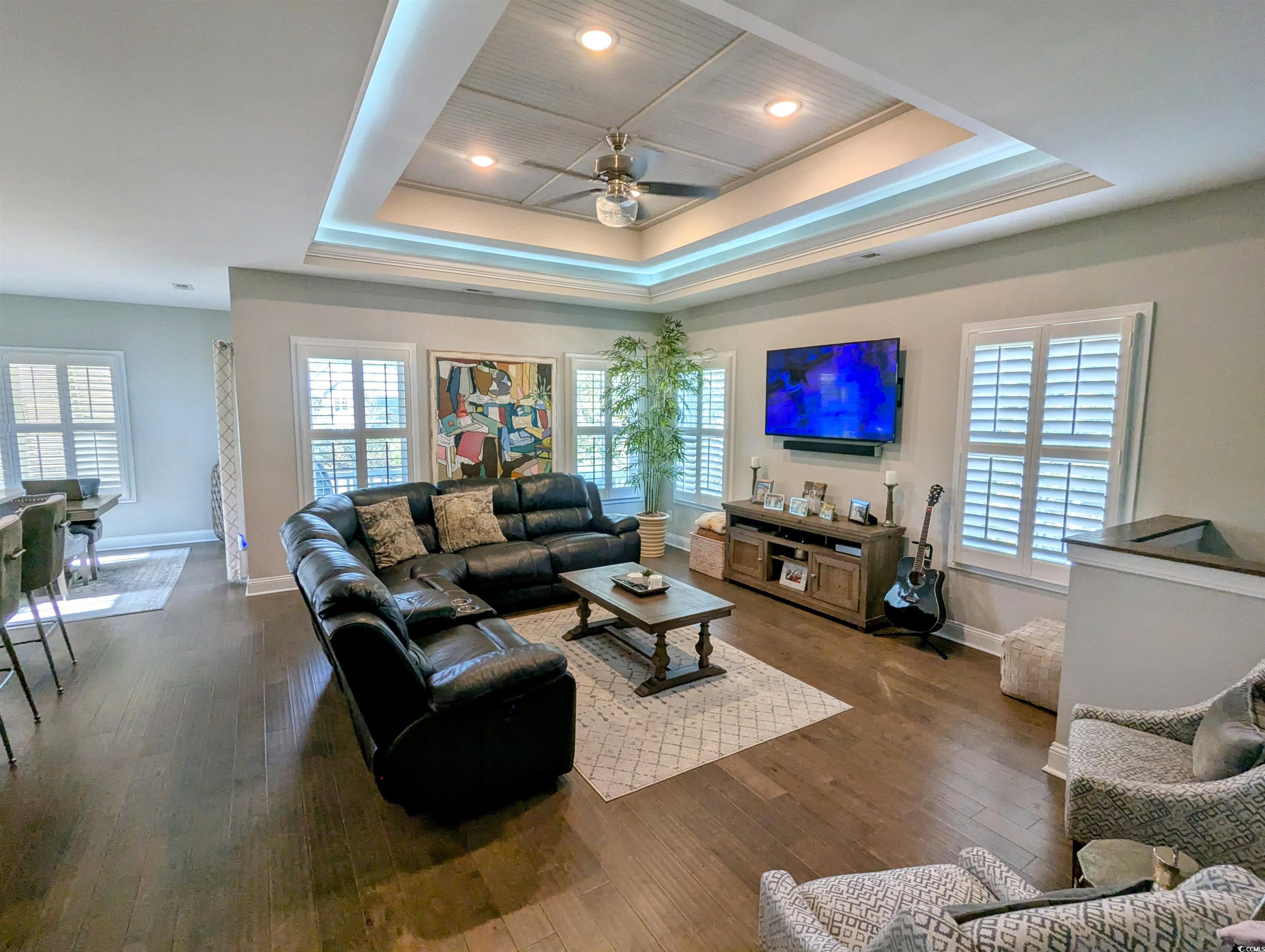 18 Trigger Fish Lane Murrells Inlet, SC 29576 - Photo 11 of 31 Living room featuring a raised ceiling, plenty of