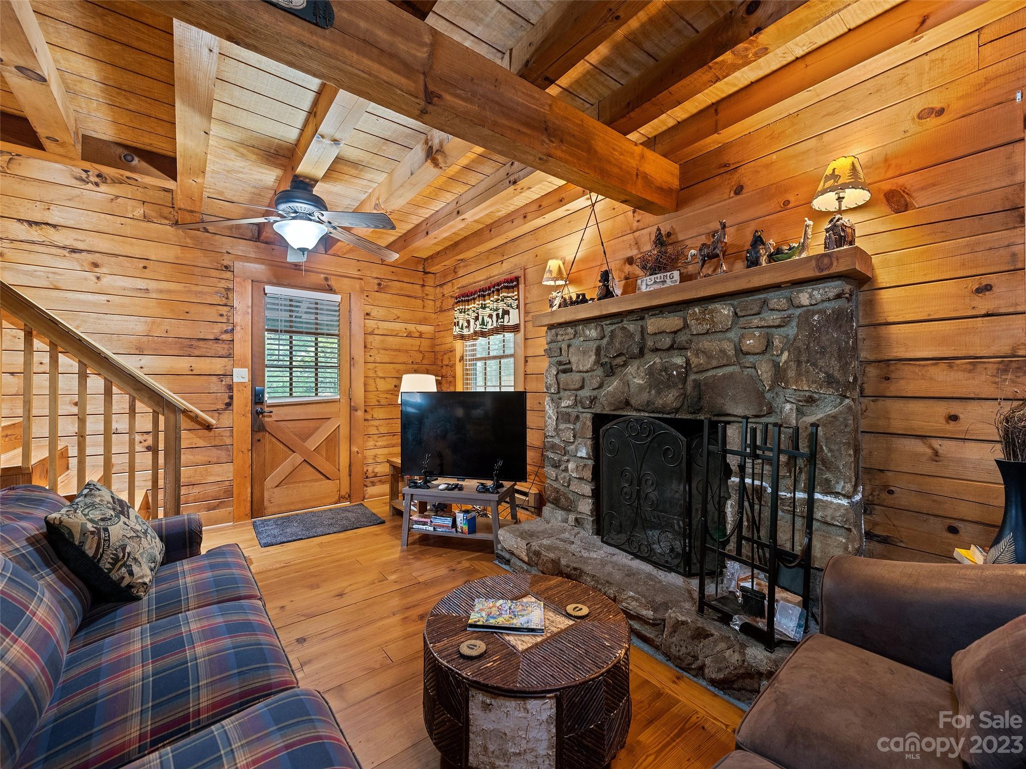 81 Railroad Grade Road Maggie Valley, NC 28751 - Photo 8 of 38 a living room with furniture and a fireplace