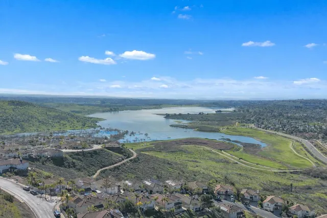 a view of a lake with a mountain