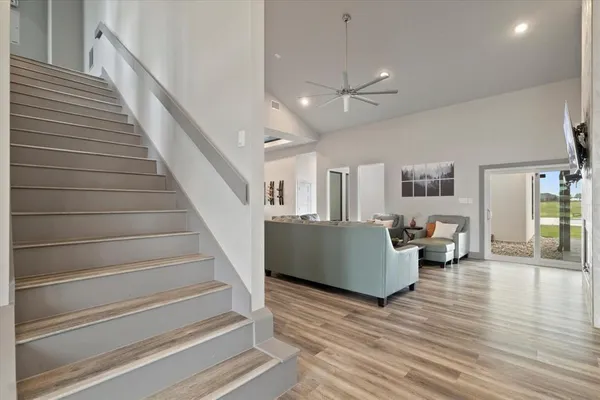 a view interior of the house and livingroom with wooden floor