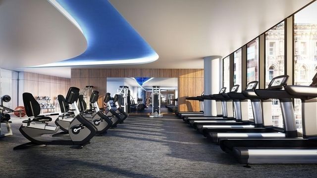 a view of a room with gym equipment
