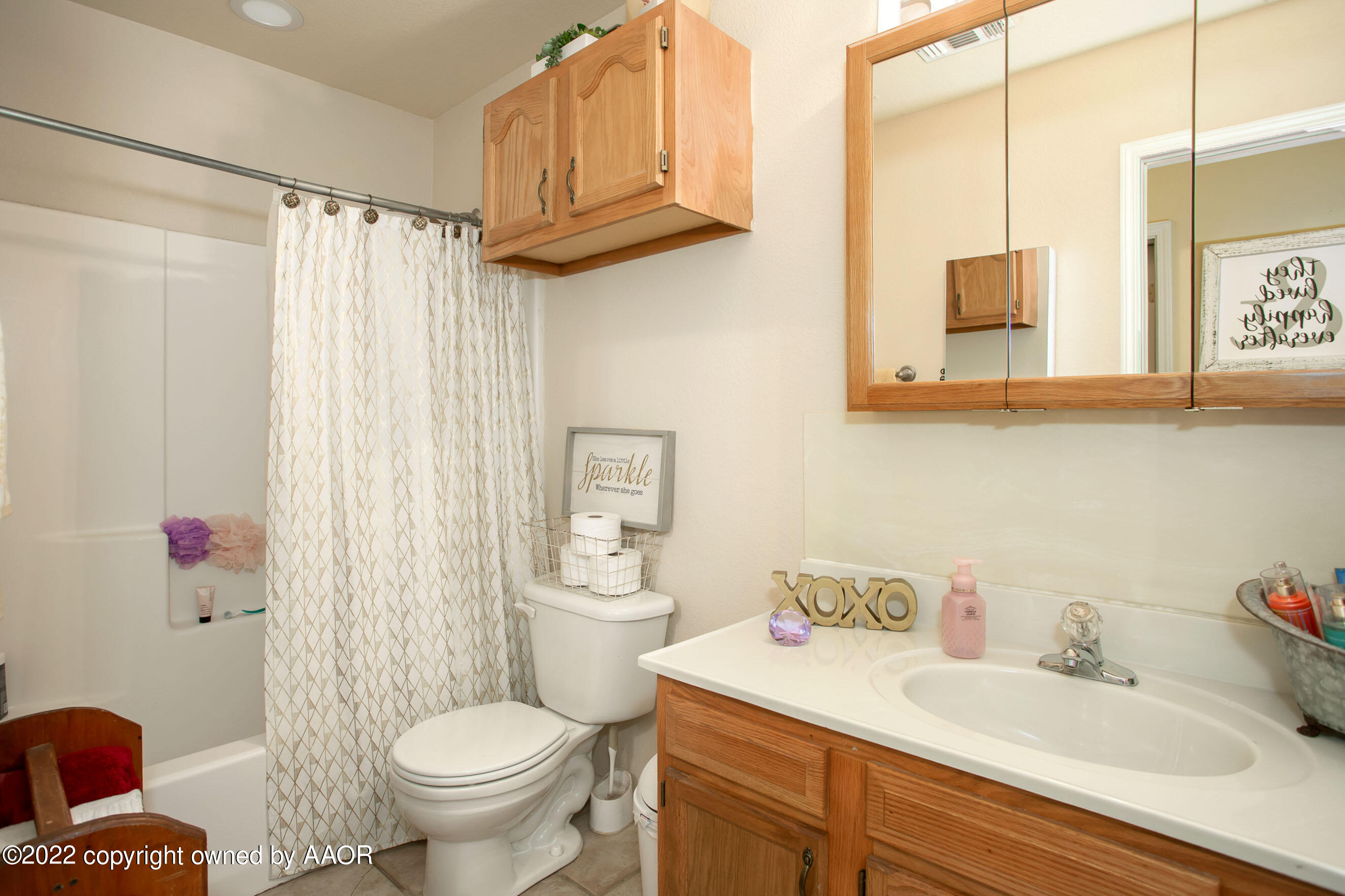 2601 Eagle Point Drive Amarillo, TX 79103 - Photo 15 of 23 a bathroom with a sink a toilet and shower curtain